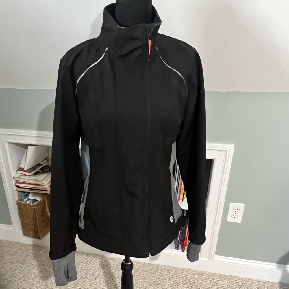 Mondetta Black Asymmetrical Waterproof Water Resistant Zip up Jacket L